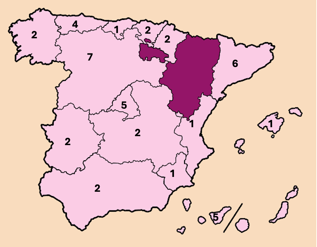 Figura 2. Mapa por CCAA de centros que
participan en el registro.