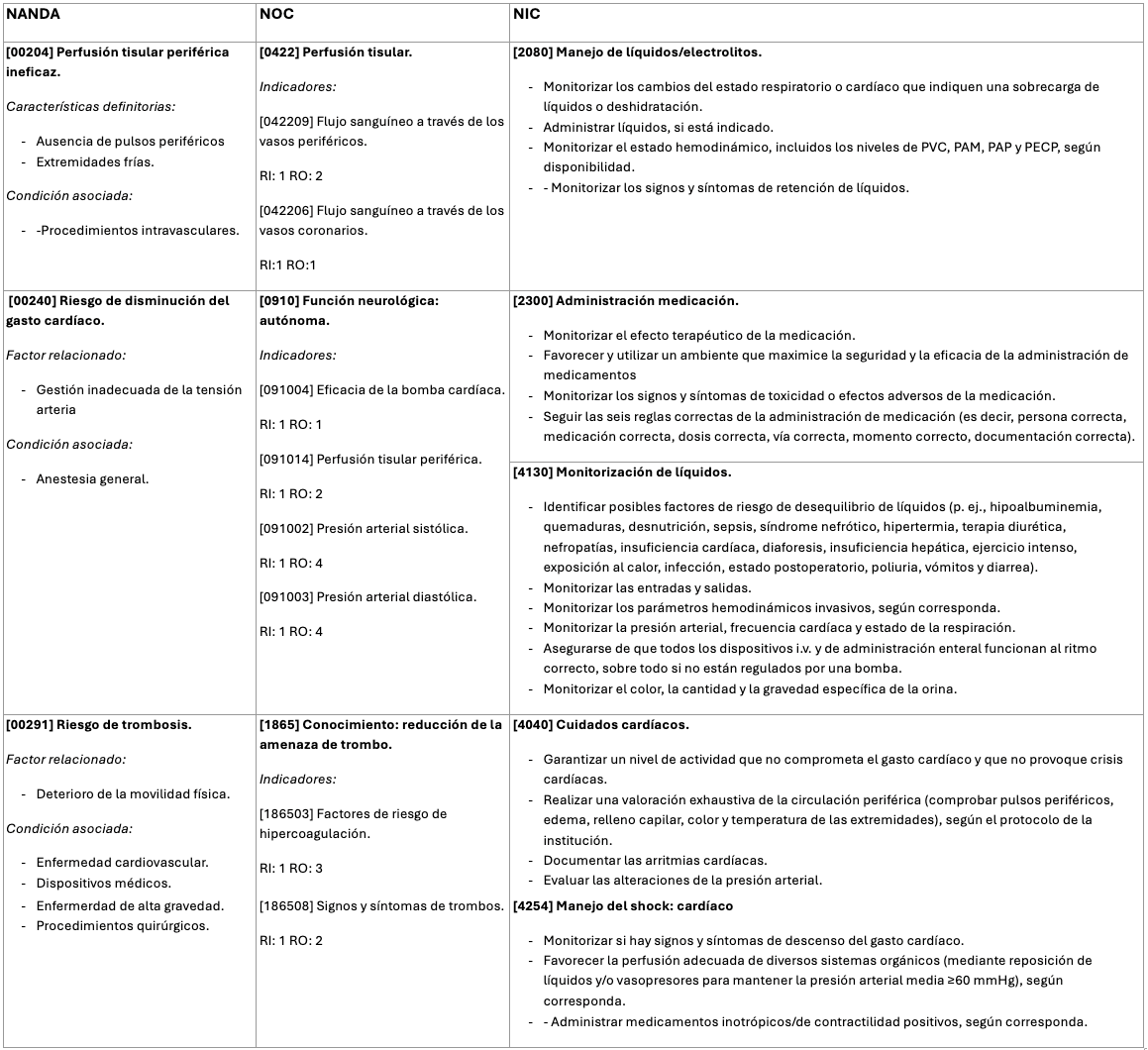 Diagnósticos NANDA, resultados NOC e intervenciones NIC